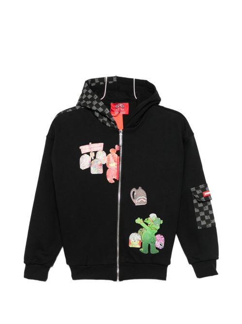 Felpa bambino Sprayground nera con cappuccio e stampa Sprayground kids | SPY1498GX